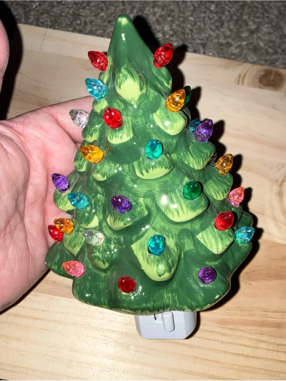 Target Ceramic Green Christmas Tree Night Light with Multicolored Bulbs